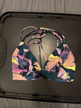 PINK Victoria's Secret Navy Floral Strappy Sports Bralette